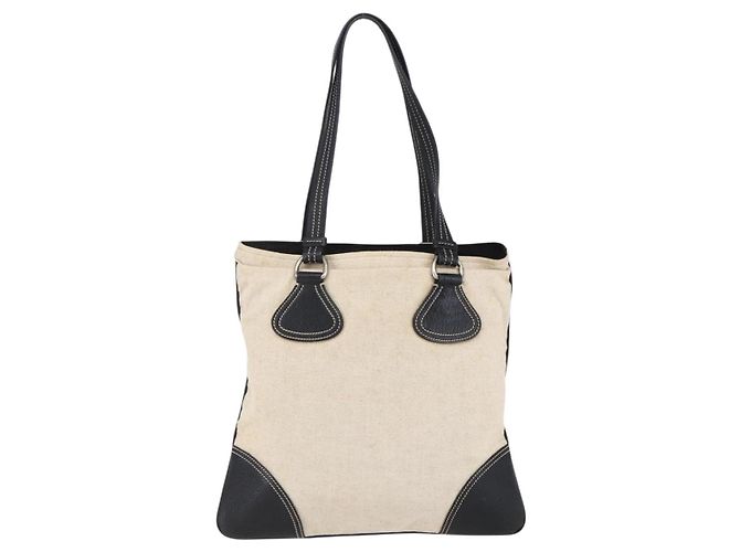 PRADA Handtasche aus Canvas Beige Silber Authentisch 147009 - Ansicht 2