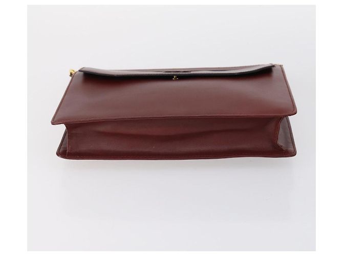 CARTIER Borsa Clutch Must Line Pelle 4Set Bordeaux Oro Auth bs30292 D'oro Bordò - vista 10