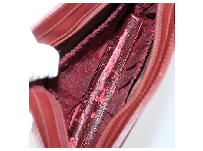 CARTIER Borsa Clutch Must Line Pelle 4Set Bordeaux Oro Auth bs30292 D'oro Bordò - vista 11