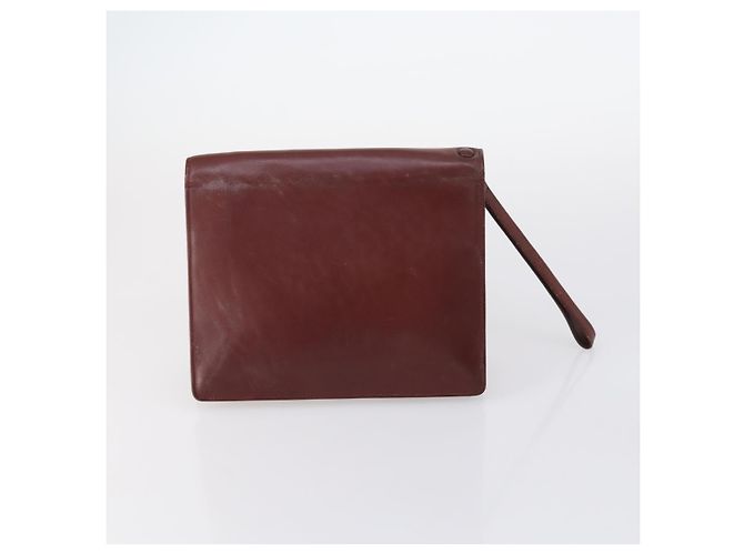 CARTIER Borsa Clutch Must Line Pelle 4Set Bordeaux Oro Auth bs30292 D'oro Bordò - vista 13