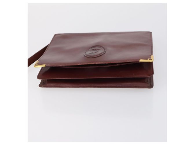 CARTIER Borsa Clutch Must Line Pelle 4Set Bordeaux Oro Auth bs30292 D'oro Bordò - vista 15
