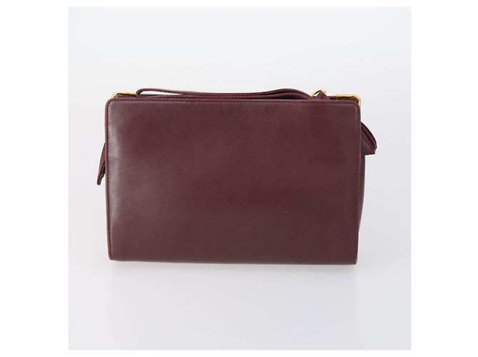 CARTIER Borsa Clutch Must Line Pelle 4Set Bordeaux Oro Auth bs30292 D'oro Bordò - vista 18