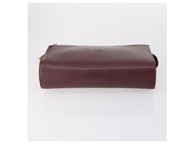 CARTIER Borsa Clutch Must Line Pelle 4Set Bordeaux Oro Auth bs30292 D'oro Bordò - vista 20