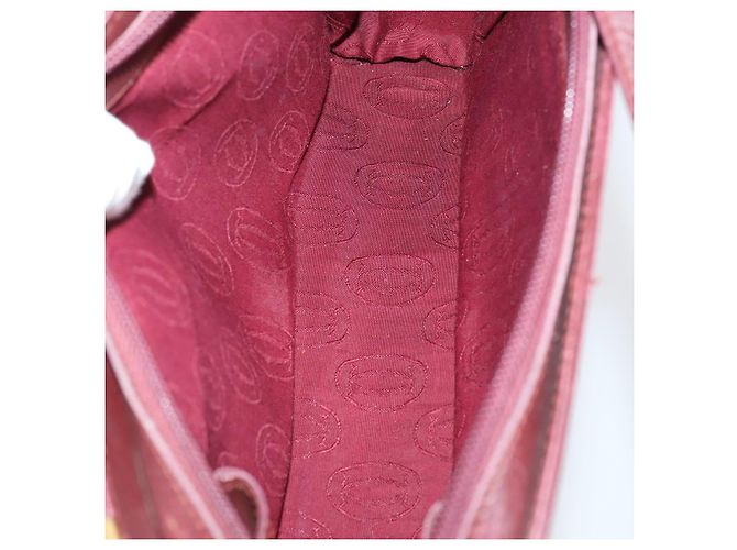 CARTIER Borsa Clutch Must Line Pelle 4Set Bordeaux Oro Auth bs30292 D'oro Bordò - vista 21