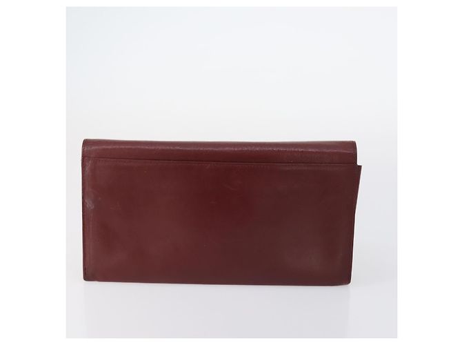 CARTIER Borsa Clutch Must Line Pelle 4Set Bordeaux Oro Auth bs30292 D'oro Bordò - vista 23