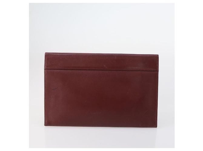 CARTIER Borsa Clutch Must Line Pelle 4Set Bordeaux Oro Auth bs30292 D'oro Bordò - vista 28