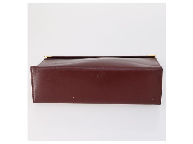 CARTIER Borsa Clutch Must Line Pelle 4Set Bordeaux Oro Auth bs30292 D'oro Bordò - vista 30