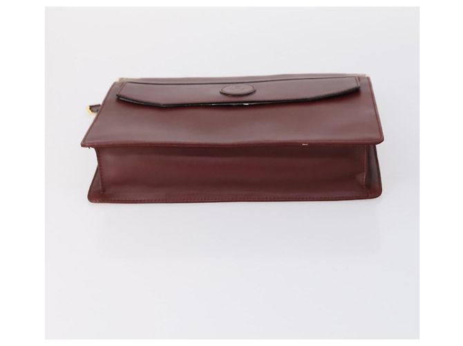 CARTIER Borsa Clutch Must Line Pelle 4Set Bordeaux Oro Auth bs30292 D'oro Bordò - vista 5
