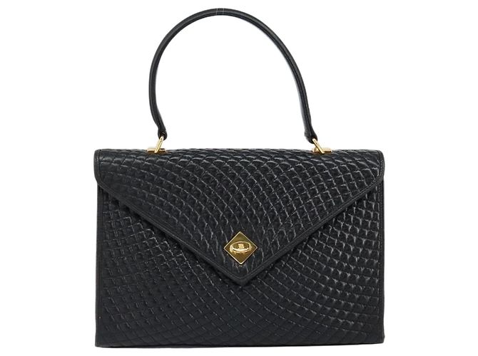 BALLY Borsa a mano in pelle nera e oro Auth bs30820 Nero D'oro - vista 13