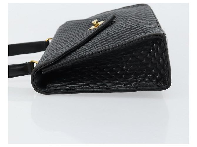 BALLY Borsa a mano in pelle nera e oro Auth bs30820 Nero D'oro - vista 4