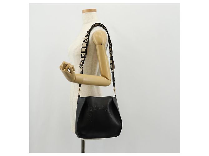 Autre Marque Bolso de Hombro Stella MacCartney de poliéster Negro Dorado 700073 Auth bs30828 - vista 25