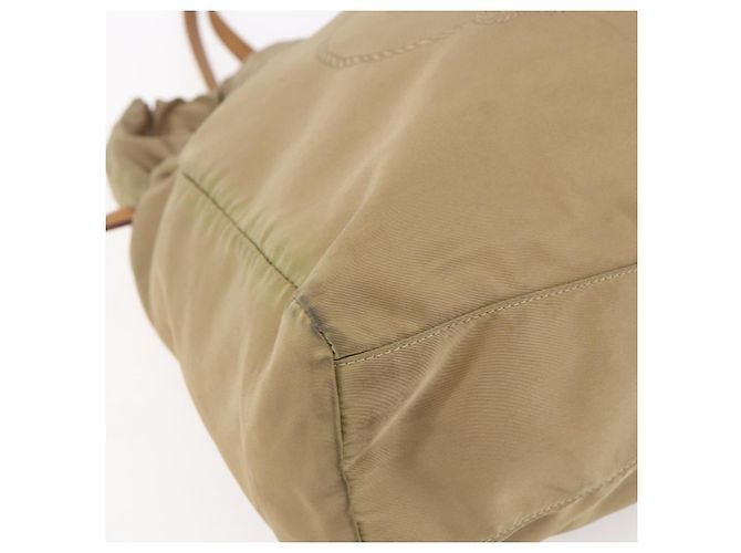 Borsa Tote PRADA in nylon e pelle beige oro Auth ep11896 D'oro - vista 14