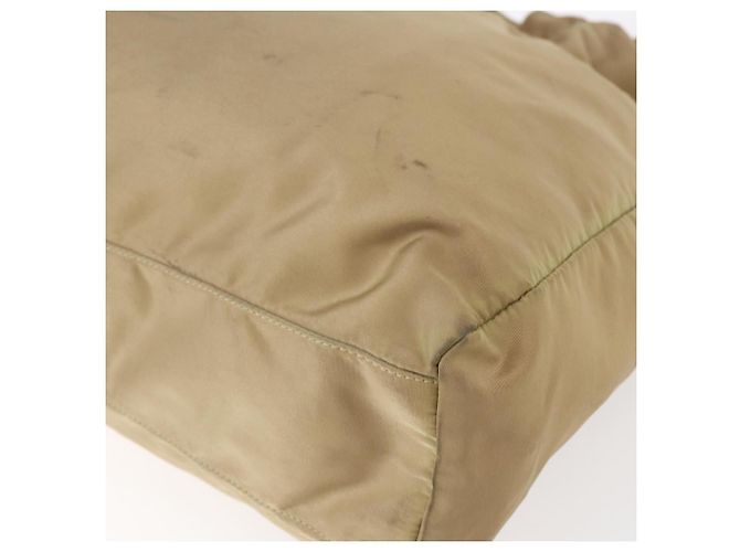 Borsa Tote PRADA in nylon e pelle beige oro Auth ep11896 D'oro - vista 15