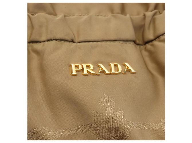 Borsa Tote PRADA in nylon e pelle beige oro Auth ep11896 D'oro - vista 17