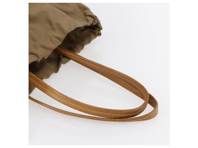 Borsa Tote PRADA in nylon e pelle beige oro Auth ep11896 D'oro - vista 7