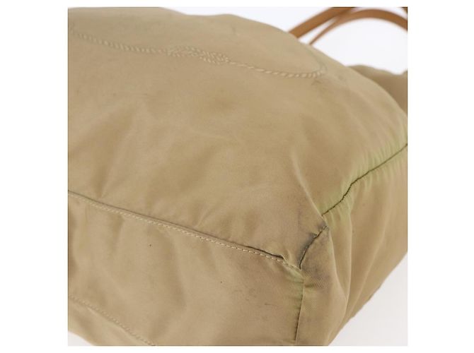 Borsa Tote PRADA in nylon e pelle beige oro Auth ep11896 D'oro - vista 9