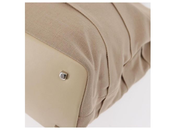 Borsa a mano Gancini in nylon beige e argento di Salvatore Ferragamo Auth ep11986 - vista 14