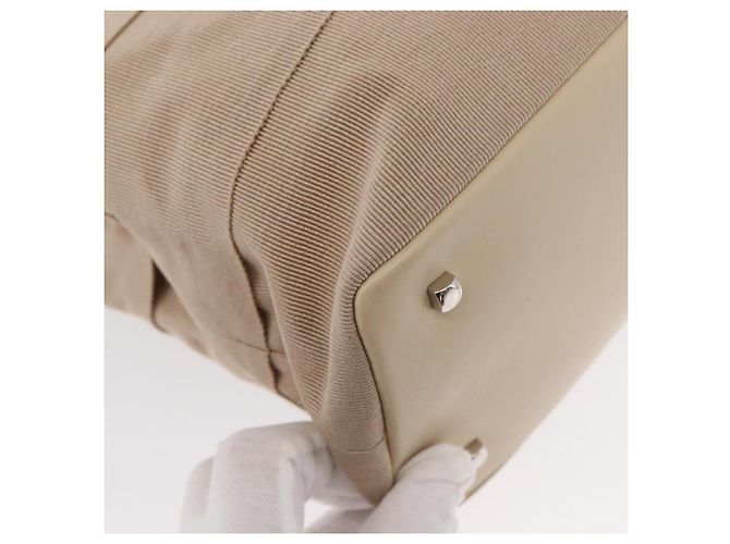 Borsa a mano Gancini in nylon beige e argento di Salvatore Ferragamo Auth ep11986 - vista 15
