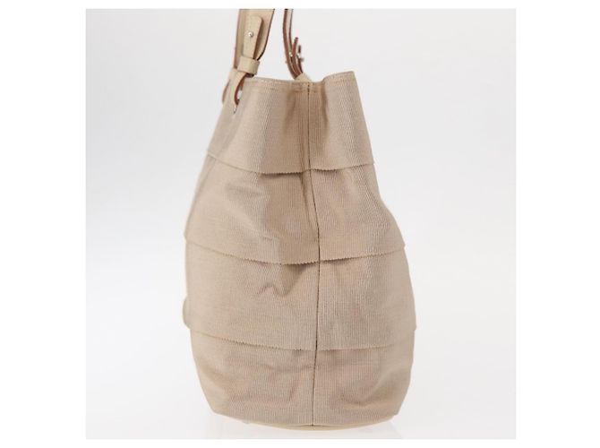 Borsa a mano Gancini in nylon beige e argento di Salvatore Ferragamo Auth ep11986 - vista 3