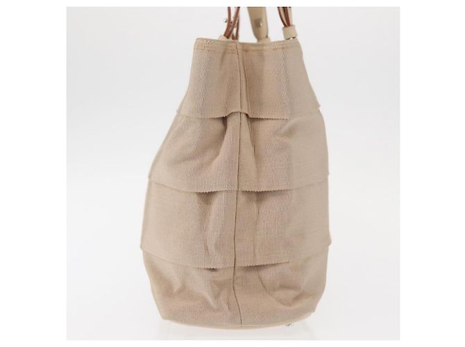 Borsa a mano Gancini in nylon beige e argento di Salvatore Ferragamo Auth ep11986 - vista 4