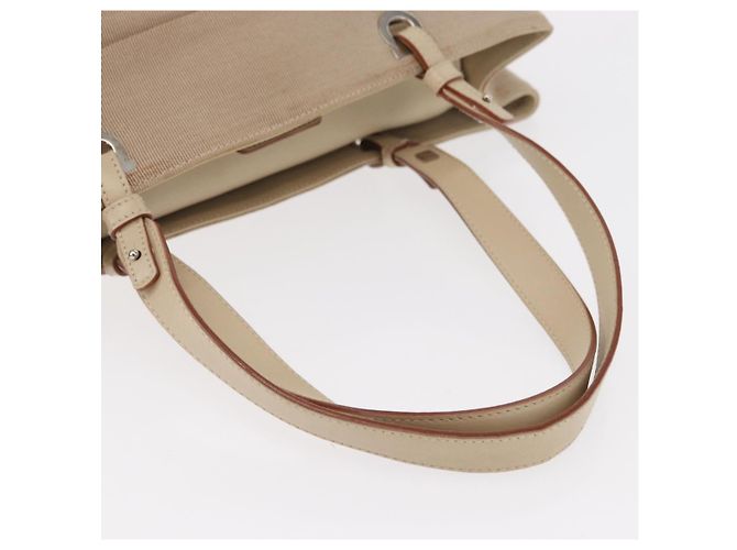 Borsa a mano Gancini in nylon beige e argento di Salvatore Ferragamo Auth ep11986 - vista 7