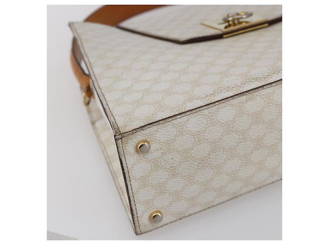 Céline Borsa Boston in tela Macadam CELINE in pelle PVC bianca e oro Auth 151042 Bianco D'oro - vista 14