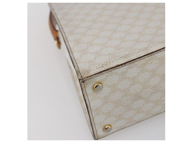 Céline Borsa Boston in tela Macadam CELINE in pelle PVC bianca e oro Auth 151042 Bianco D'oro - vista 16