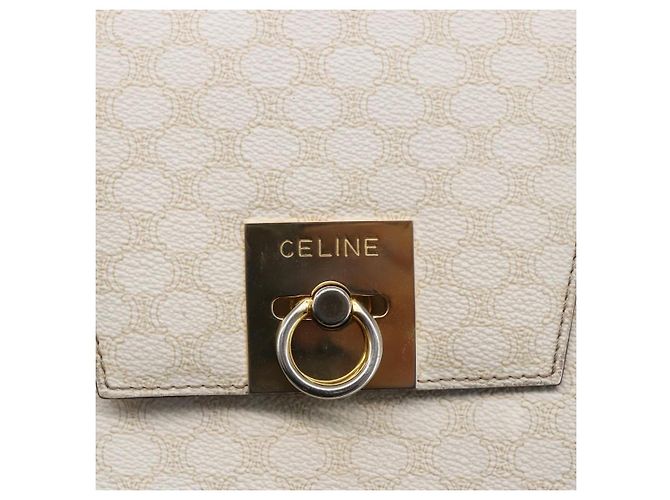 Céline Borsa Boston in tela Macadam CELINE in pelle PVC bianca e oro Auth 151042 Bianco D'oro - vista 17