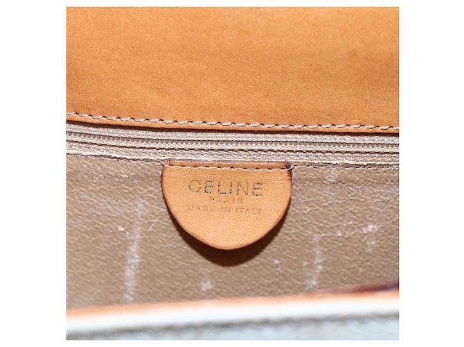 Céline Borsa Boston in tela Macadam CELINE in pelle PVC bianca e oro Auth 151042 Bianco D'oro - vista 18