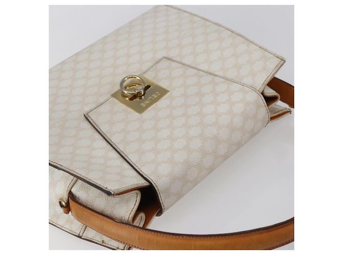 Céline Borsa Boston in tela Macadam CELINE in pelle PVC bianca e oro Auth 151042 Bianco D'oro - vista 6