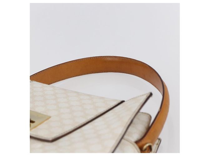 Céline Borsa Boston in tela Macadam CELINE in pelle PVC bianca e oro Auth 151042 Bianco D'oro - vista 8