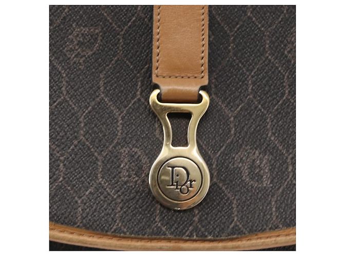 Sac à bandoulière en toile nid d'abeille PVC noir et or Christian Dior Auth 147083 Doré - vue 18