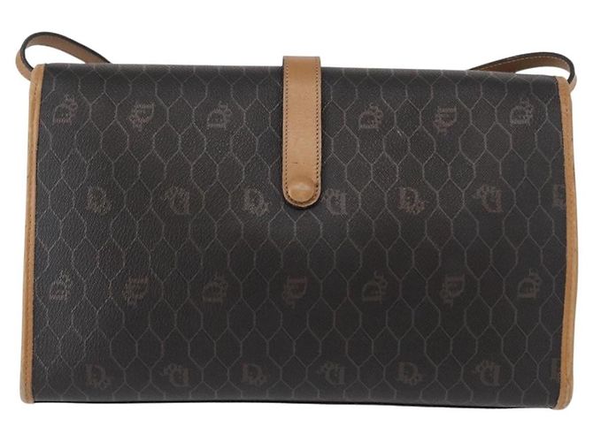 Sac à bandoulière en toile nid d'abeille PVC noir et or Christian Dior Auth 147083 Doré - vue 2