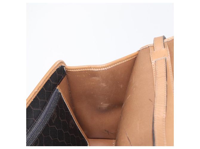 Sac à bandoulière en toile nid d'abeille PVC noir et or Christian Dior Auth 147083 Doré - vue 21