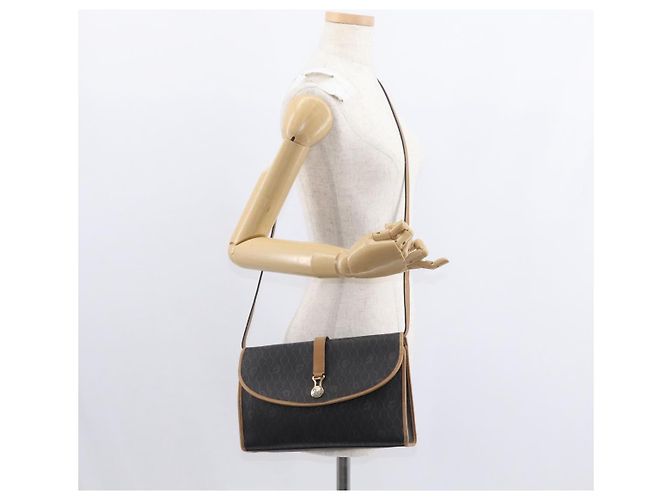 Sac à bandoulière en toile nid d'abeille PVC noir et or Christian Dior Auth 147083 Doré - vue 23