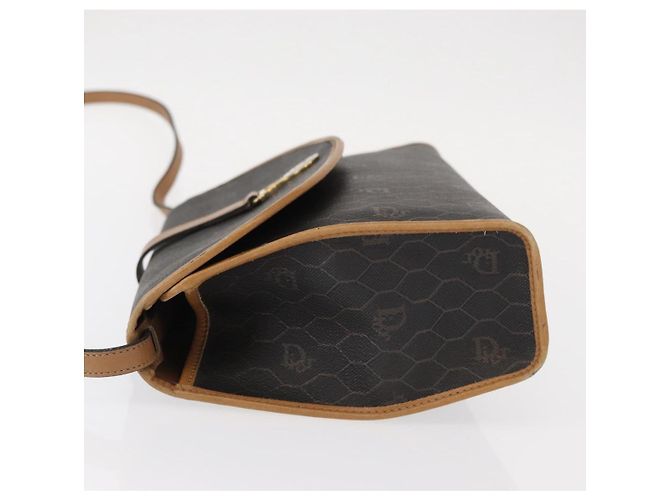 Sac à bandoulière en toile nid d'abeille PVC noir et or Christian Dior Auth 147083 Doré - vue 4