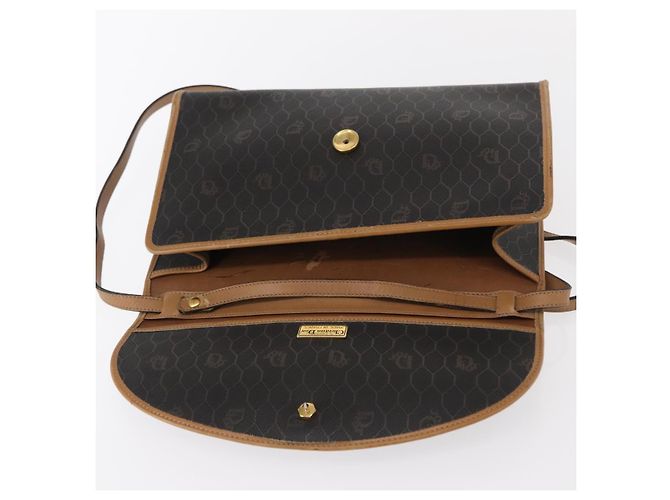 Sac à bandoulière en toile nid d'abeille PVC noir et or Christian Dior Auth 147083 Doré - vue 9