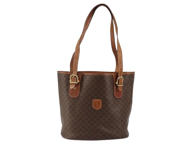 Céline Sac fourre-tout en toile Macadam CELINE en cuir PVC marron doré Auth bs30784 - vue 13
