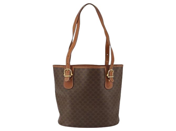 Céline Sac fourre-tout en toile Macadam CELINE en cuir PVC marron doré Auth bs30784 - vue 2