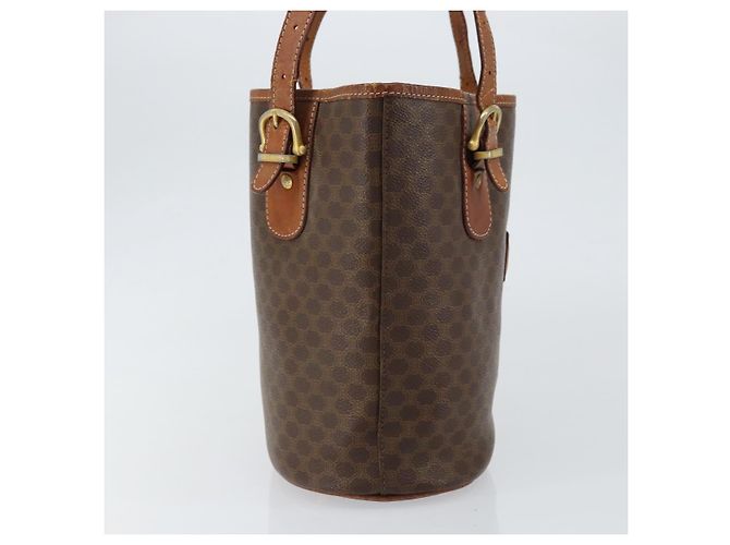 Céline Sac fourre-tout en toile Macadam CELINE en cuir PVC marron doré Auth bs30784 - vue 4