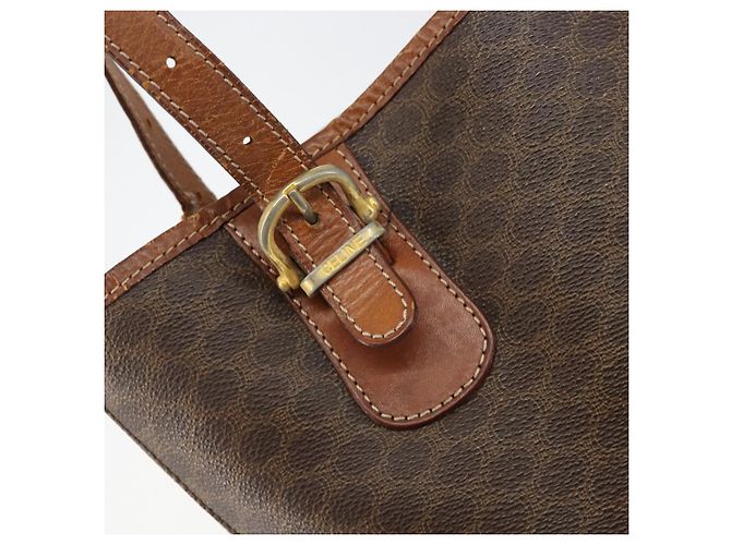 Céline Sac fourre-tout en toile Macadam CELINE en cuir PVC marron doré Auth bs30784 - vue 9