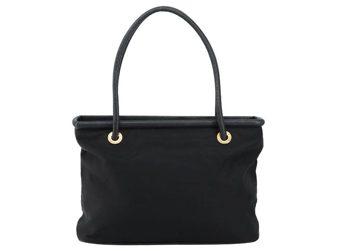 Céline Bolso Tote CELINE de nylon y cuero negro dorado Auth ep11537 - vista 13