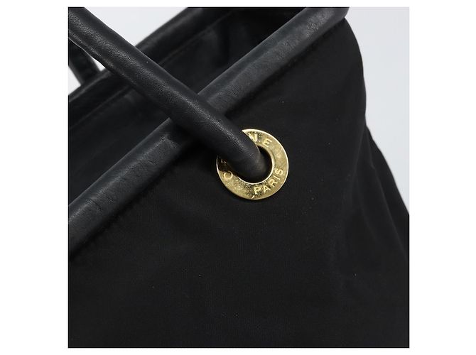 Céline Bolso Tote CELINE de nylon y cuero negro dorado Auth ep11537 - vista 17