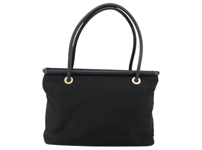 Céline Bolso Tote CELINE de nylon y cuero negro dorado Auth ep11537 - vista 2