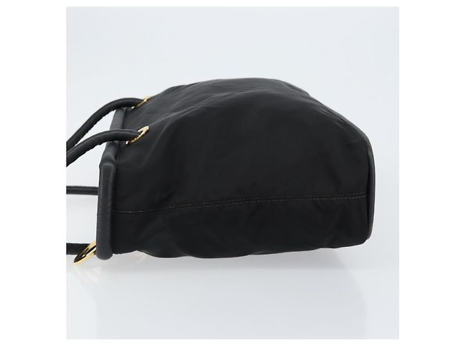 Céline Bolso Tote CELINE de nylon y cuero negro dorado Auth ep11537 - vista 4