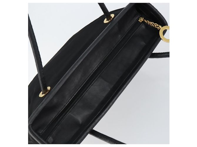 Céline Bolso Tote CELINE de nylon y cuero negro dorado Auth ep11537 - vista 6