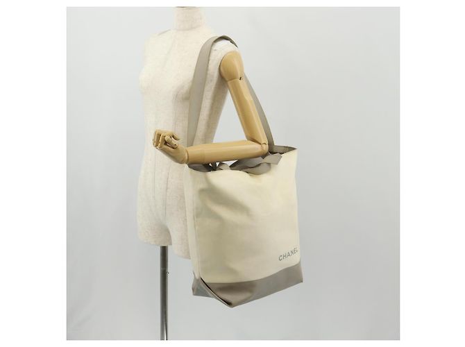 Bolsa Tote em Nylon CHANEL Sports Line 2way Cinza Prata CC Auth bs30392 Marrom - vista 29