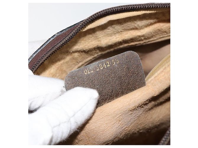 Borsa Gucci GG Supreme Web Sherry Line PVC Beige Oro 012 3842 58 Auth ep11528 D'oro - vista 12