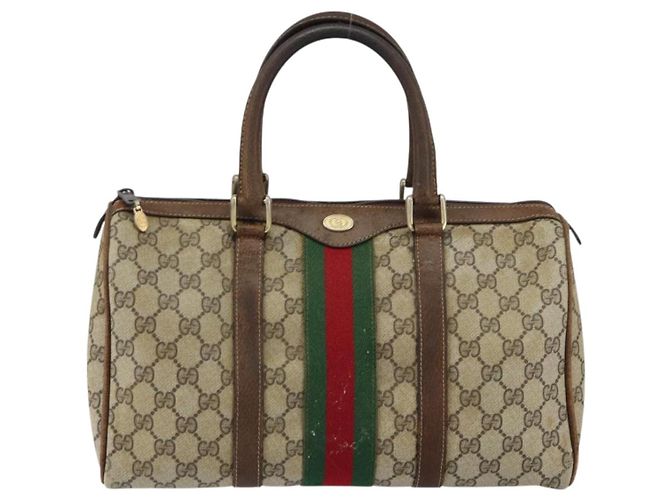 Borsa Gucci GG Supreme Web Sherry Line PVC Beige Oro 012 3842 58 Auth ep11528 D'oro - vista 13
