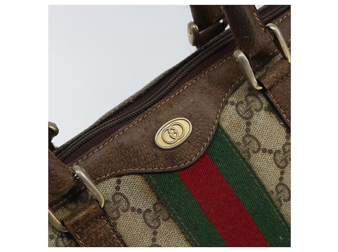 Borsa Gucci GG Supreme Web Sherry Line PVC Beige Oro 012 3842 58 Auth ep11528 D'oro - vista 17